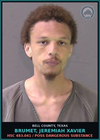 CCW arrest card for BRUMET, JEREMIAH XAVIER in Bell County: / OFFENSE UNKNOWN