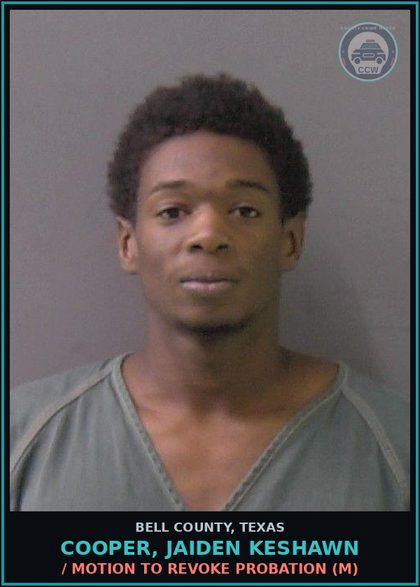 CCW arrest card for COOPER, JAIDEN KESHAWN in Bell County: / OFFENSE UNKNOWN