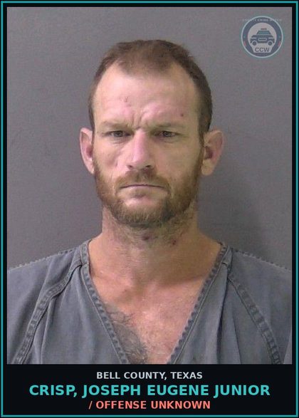 CCW arrest card for CRISP, JOSEPH EUGENE JUNIOR in Bell County: / OFFENSE UNKNOWN