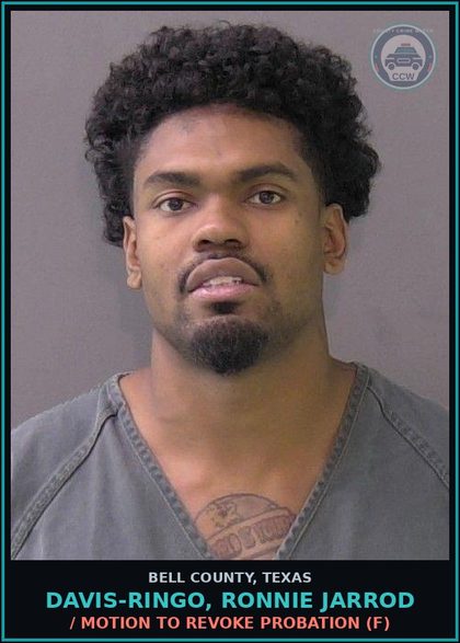 CCW arrest card for DAVIS-RINGO, RONNIE JARROD in Bell County: PC 31.03 / THEFT PROP>=$2,500<$30K