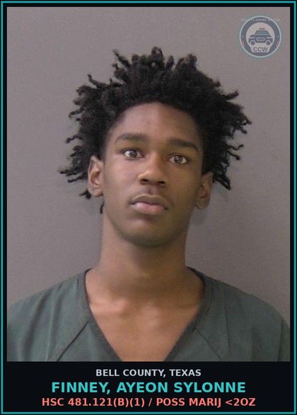 CCW arrest card for FINNEY, AYEON SYLONNE in Bell County: HSC 481.121(b)(1) / POSS MARIJ <2OZ