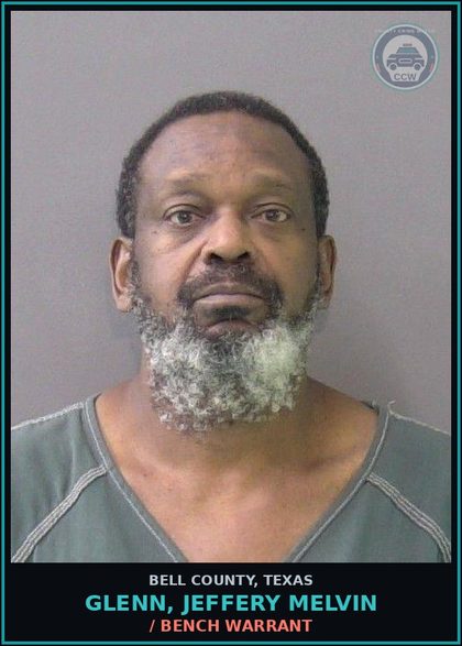 CCW arrest card for GLENN, JEFFERY MELVIN in Bell County: / BENCH WARRANT