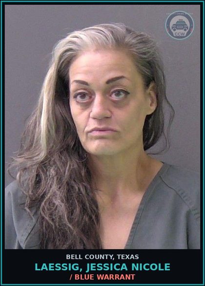 CCW arrest card for LAESSIG, JESSICA NICOLE in Bell County: / BLUE WARRANT