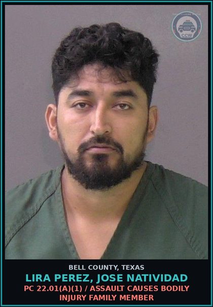 CCW arrest card for LIRA PEREZ, JOSE NATIVIDAD in Bell County: / IMMIGRATION VIOLATION