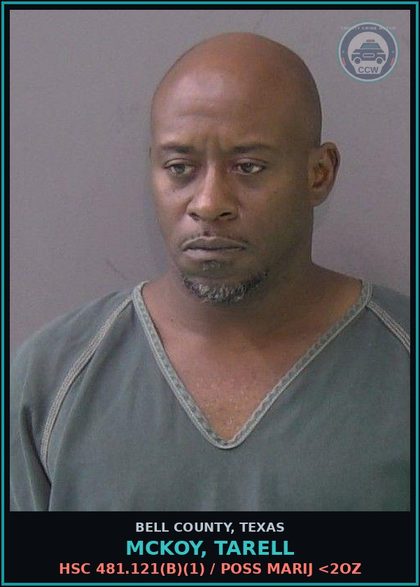 CCW arrest card for MCKOY, TARELL in Bell County: HSC 481.121(b)(1) / POSS MARIJ <2OZ