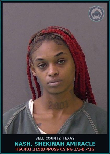CCW arrest card for NASH, SHEKINAH AMIRACLE in Bell County: / OFFENSE UNKNOWN