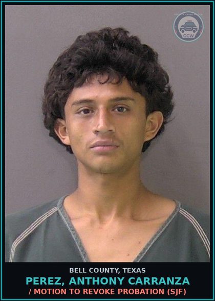 CCW arrest card for PEREZ, ANTHONY CARRANZA in Bell County: / MOTION TO REVOKE PROBATION (SJF)