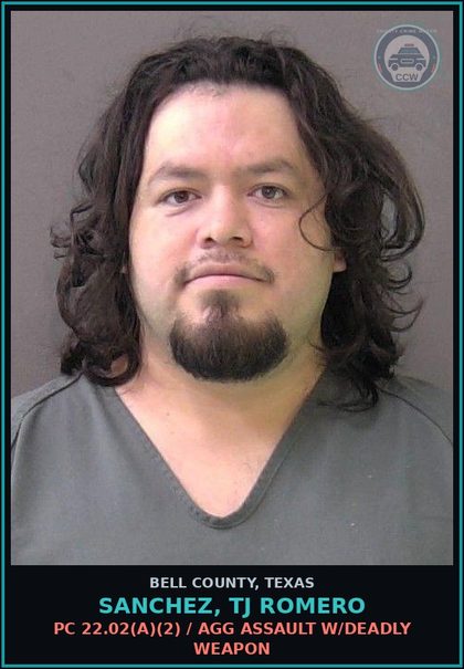 CCW arrest card for SANCHEZ, TJ ROMERO in Bell County: / BENCH WARRANT