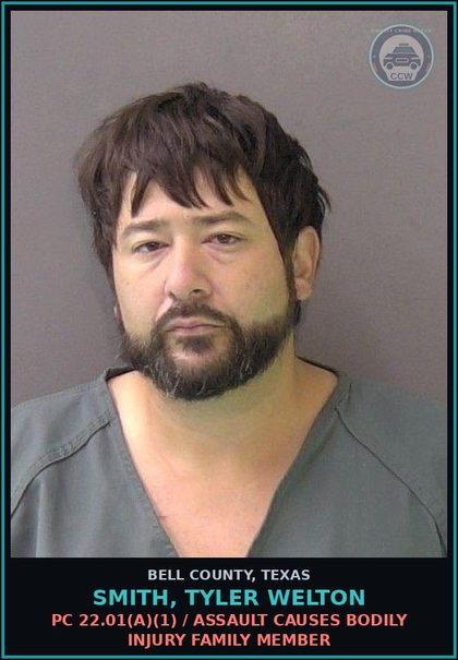 CCW arrest card for SMITH, TYLER WELTON in Bell County: PC 30.05(a) / CRIMINAL TRESPASS