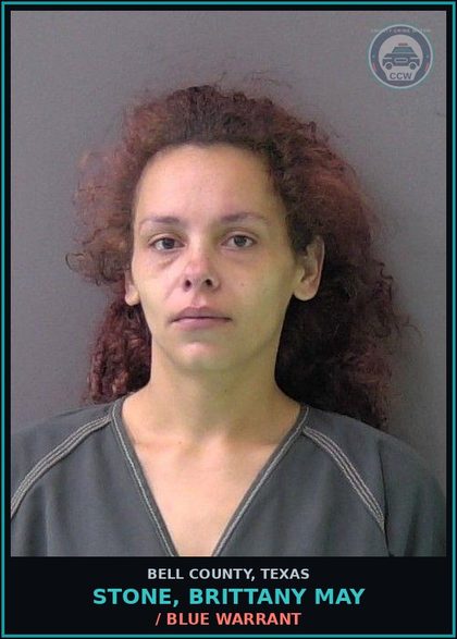 CCW arrest card for STONE, BRITTANY MAY in Bell County: / BLUE WARRANT