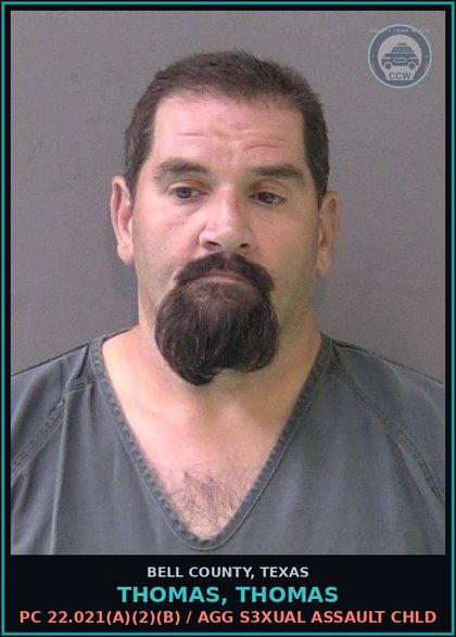 CCW arrest card for THOMAS, THOMAS in Bell County: PC 22.021(a)(2)(B) / AGG s3xual ASSAULT chld