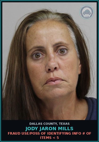 CCW arrest card for JODY JARON MILLS in Dallas County: EVADING ARREST DETENTION