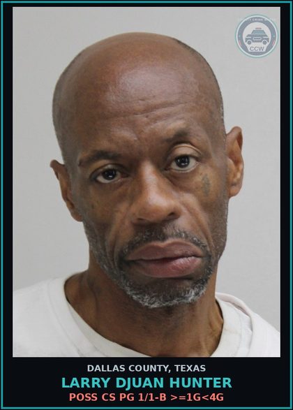 CCW arrest card for LARRY DJUAN HUNTER in Dallas County: EVADING ARREST DETENTION