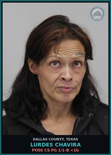CCW arrest card for LURDES CHAVIRA in Dallas County: MAN DEL CS PG 1 >=1G<4G