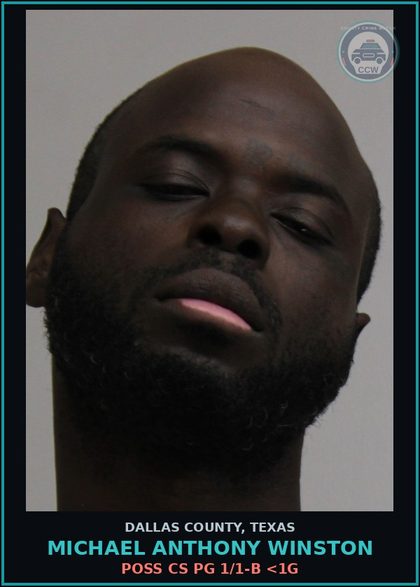 CCW arrest card for MICHAEL ANTHONY WINSTON in Dallas County: POSS CS PG 1/1-B <1G