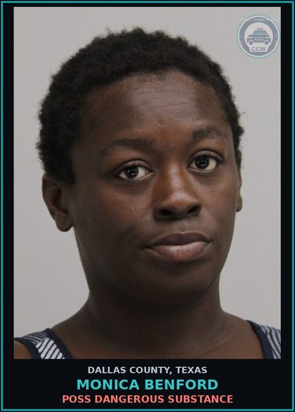 CCW arrest card for MONICA BENFORD in Dallas County: INSUFFICIENT BOND - THEFT PROP >=$100<$750