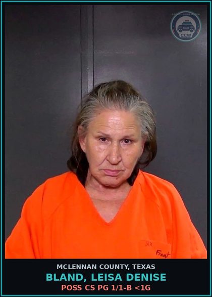 CCW arrest card for BLAND, LEISA DENISE in McLennan County: POSS CS PG 1/1-B <1G