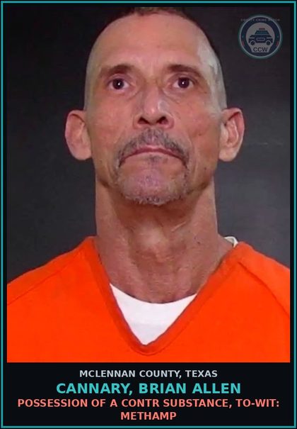 CCW arrest card for CANNARY, BRIAN ALLEN in McLennan County: THEFT PROP >=$100<$750