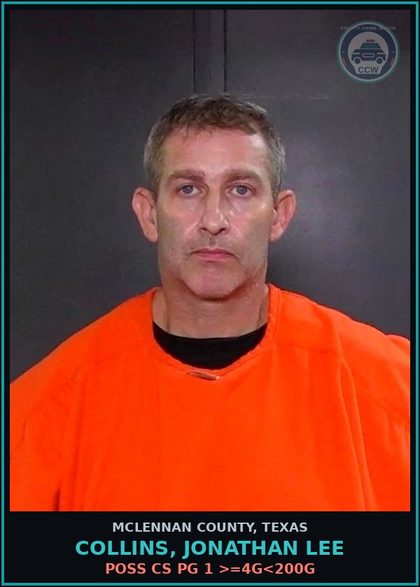 CCW arrest card for COLLINS, JONATHAN LEE in McLennan County: WPD CLASS C X2