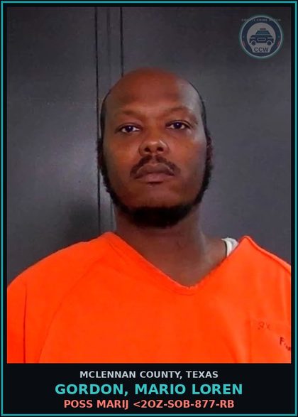 CCW arrest card for GORDON, MARIO LOREN in McLennan County: ASLT AGST PO-HABIUTAL-CTI-BF