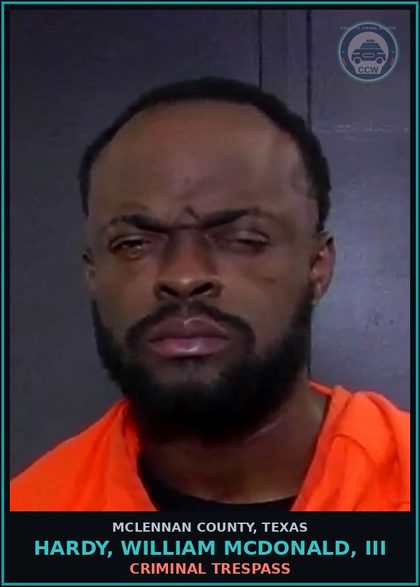 CCW arrest card for HARDY, WILLIAM MCDONALD, III in McLennan County: EVADING ARREST DETENTION