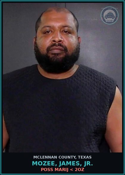 CCW arrest card for MOZEE, JAMES, JR. in McLennan County: EVADING ARREST DET W/VEH