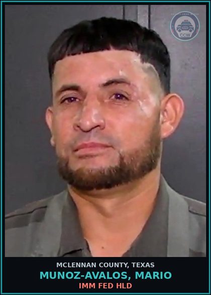 CCW arrest card for MUNOZ-AVALOS, MARIO in McLennan County: IMMIGRATION DETAINER