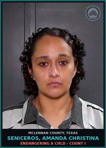 CCW arrest card for SENICEROS, AMANDA CHRISTINA in McLennan County: ENDANGERING A chld - COUNT I