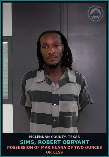 CCW arrest card for SIMS, ROBERT OBRYANT in McLennan County: ABNDN/ENDANGR CHLD INDV INT/KNOW/RECK/CRIM NEG