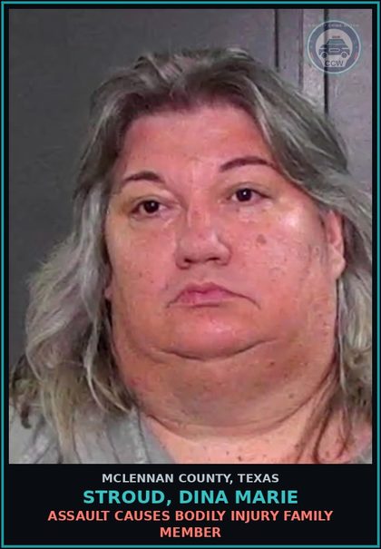 CCW arrest card for STROUD, DINA MARIE in McLennan County: ASSAULT CAUSES BODILY INJURY FAMILY MEMBER