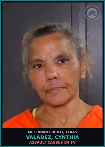 CCW arrest card for VALADEZ, CYNTHIA in McLennan County: ASSAULT CAUSES B/I FV