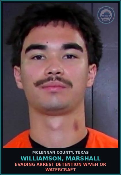 CCW arrest card for WILLIAMSON, MARSHALL in McLennan County: EVADING ARREST DETENTION W/VEH OR WATERCRAFT