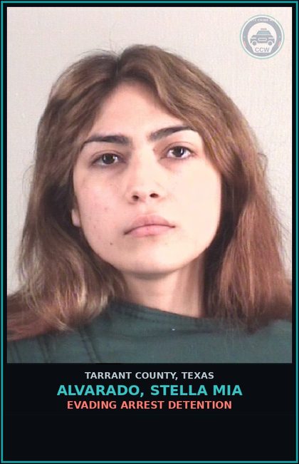 CCW arrest card for Alvarado, Stella Mia in Tarrant County: EVADING ARREST DETENTION