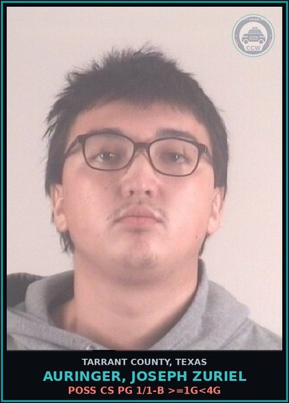 CCW arrest card for Auringer, Joseph Zuriel in Tarrant County: EVADING ARREST DETENTION