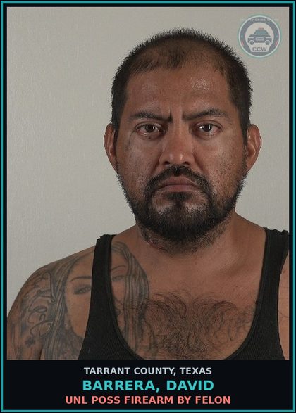 CCW arrest card for Barrera, David in Tarrant County: MAN DEL CS PG 1 >=1G<4G