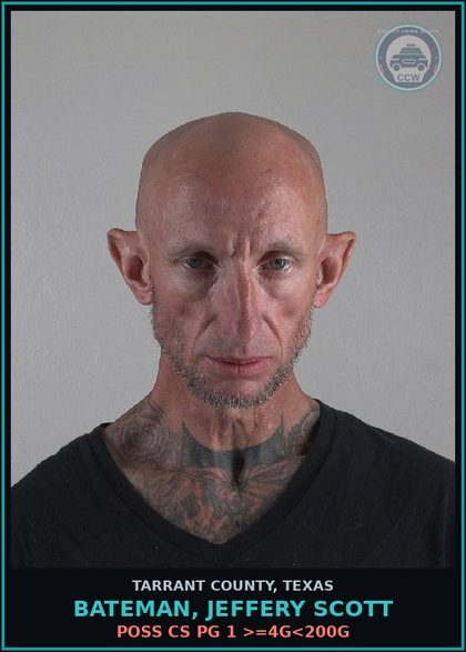 CCW arrest card for Bateman, Jeffery Scott in Tarrant County: EVADING ARREST DETENTION