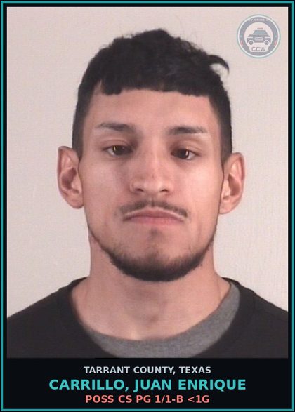 CCW arrest card for Carrillo, Juan Enrique in Tarrant County: CONTINUOUS VIOLENCE AGAINST THE FAMILY