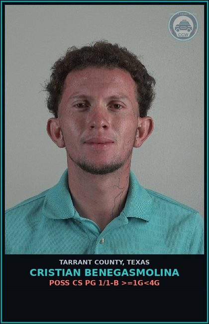 CCW arrest card for Cristian Benegasmolina in Tarrant County: FAIL TO IDENTIFY GIVING FALSE/FICTITIOUS INFO