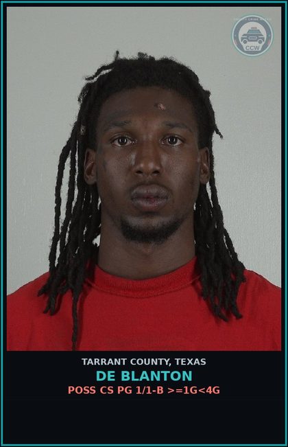 CCW arrest card for De Blanton in Tarrant County: EVADING ARREST DET W/PREV CONVICTION