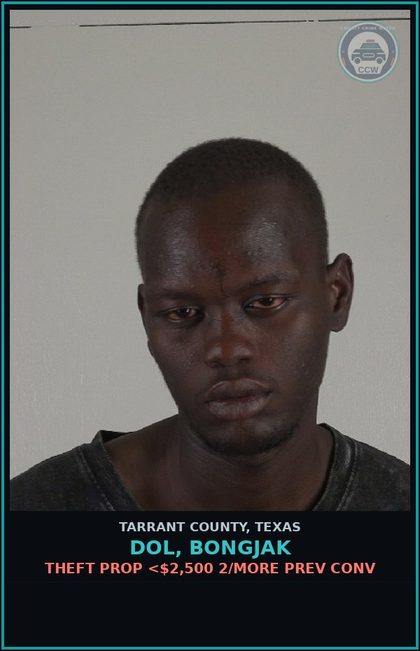 CCW arrest card for Dol, Bongjak in Tarrant County: THEFT PROP <$2,500 2/MORE PREV CONV
