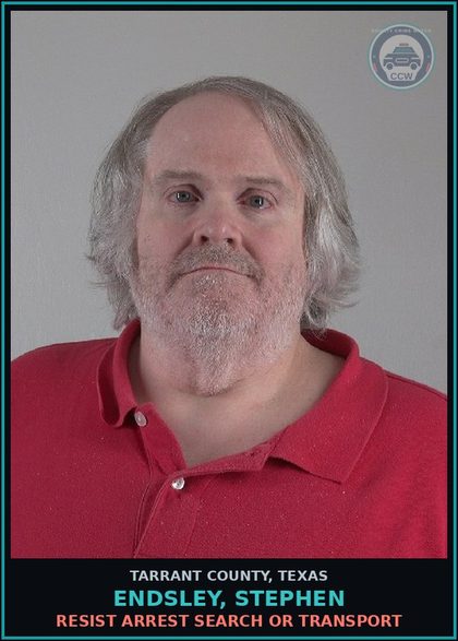 CCW arrest card for Endsley, Stephen in Tarrant County: INJURY chld/ELDERLY/DISABLE W/INT BODILY INJ