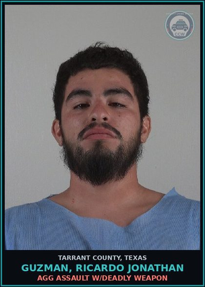 CCW arrest card for Guzman, Ricardo Jonathan in Tarrant County: AGG ASSAULT W/DEADLY WEAPON