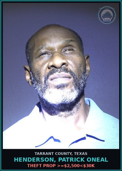 CCW arrest card for Henderson, Patrick Oneal in Tarrant County, Texas: EVADING ARREST DETENTION