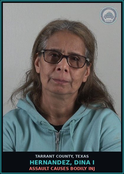 CCW arrest card for Hernandez, Dina I in Tarrant County: ASSAULT CAUSES BODILY INJ