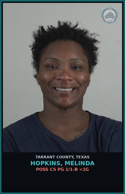 CCW arrest card for Hopkins, Melinda in Tarrant County: POSS CS PG 1/1-B <1G