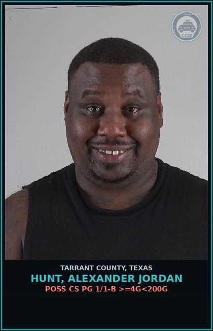 CCW arrest card for Hunt, Alexander Jordan in Tarrant County: EVADING ARREST DETENTION W/VEH