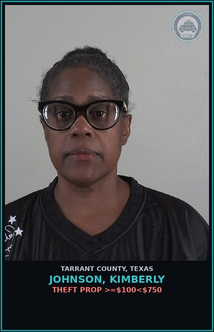 CCW arrest card for Johnson, Kimberly in Tarrant County: CRIMINAL TRESPASS