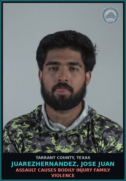 CCW arrest card for Juarezhernandez, Jose Juan in Tarrant County: ASSAULT CAUSES BODILY INJURY FAMILY VIOLENCE