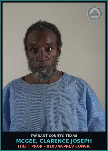 CCW arrest card for Mcgee, Clarence Joseph in Tarrant County: EVADING ARREST DET W/PREV CONVICTION