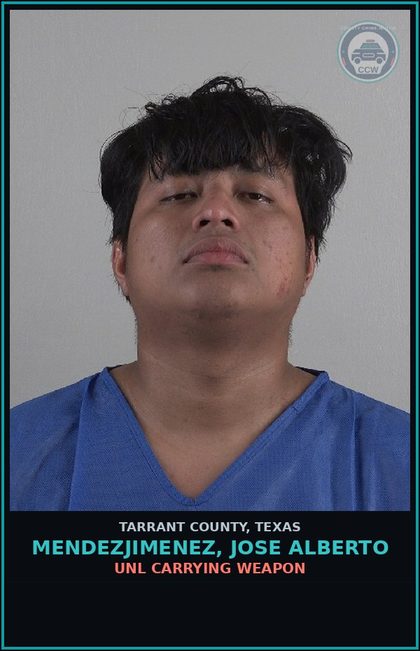 CCW arrest card for Mendezjimenez, Jose Alberto in Tarrant County: CRIM TRESPASS HABIT/SHLTR/SUPRFUND/INFSTRT